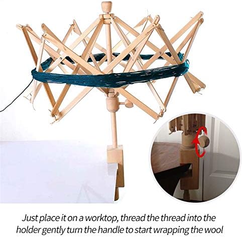 חוט חוט, מטריית עץ מהיר חוט חוט, מחזיק חוט מהיר מעץ, 24 אינץ 'מעוצב בעבודת יד והנקס ווינדר | סרוגה סרוגה -
